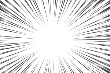 Fototapeta premium Comic manga with radial speed lines effect on transparent background. perspective stripes with motion effector superhero action, explosion background. 