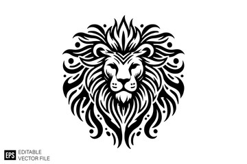 Obraz premium tribal lion tattoo vector graphic design black and white clip art silhouette