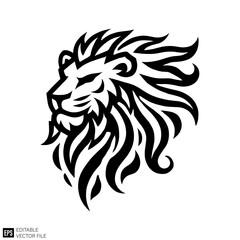 Fototapeta premium tribal lion tattoo vector graphic design black and white clip art silhouette