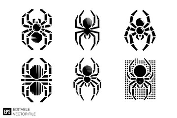spider tattoo set vector graphic design black and white clip art silhouette