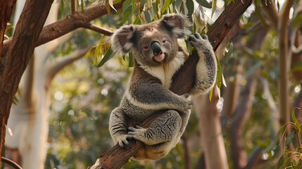 Obraz premium Low angle view of koala on tree,Magnetic Island,West Point,Queensland,Australia ai generative..