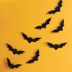 Naklejka premium Halloween concept banner, Halloween background, Halloween flyers, pumpkin, bats