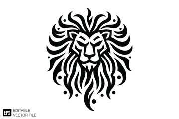 Fototapeta premium tribal lion tattoo vector graphic design black and white clip art silhouette