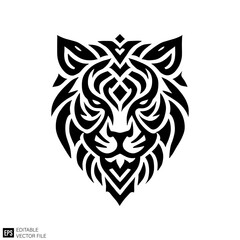 tiger tattoo head vector graphic design black and white clip art silhouette