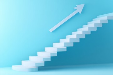 Fototapeta premium A blue background with blue stairs pointing upwards