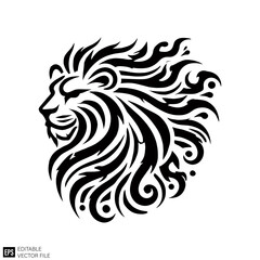 Fototapeta premium tribal lion tattoo vector graphic design black and white clip art silhouette