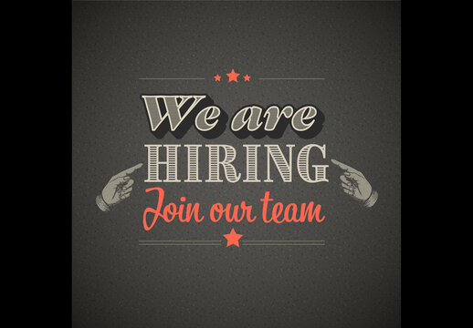 Comapny hiring new people in dark retro grunge style - join our team poster