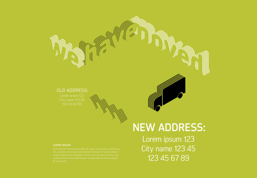 We have relocated - simple green we have moved poster flyer illustration with new address