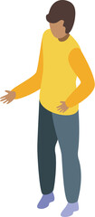 Fototapeta premium Young man is standing and gesturing with his hand as if explaining something