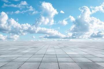 Fototapeta premium Nice Blue Sky with Floor Background with Beautiful Clouds Empty Landscape with generative ai