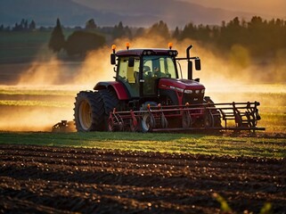 Fototapeta premium tractor working in the field