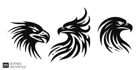 Obraz premium eagle tattoo Graphic Design Elements Vector Silhouette Clip Art Black and White Illustrations