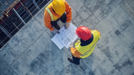 Generate a photo realistic image of workers conducting a mock safety inspection, with inspection checklist, hazard identification, and safety inspection report documentation visible