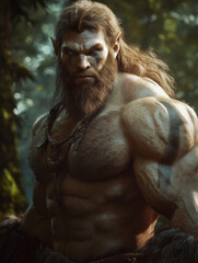 primal man in the woods - generative ai