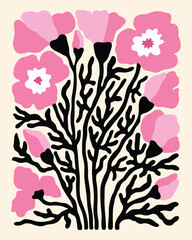 beautiful pink flower shape contemporary vector