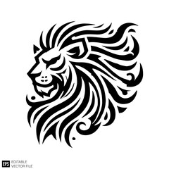 Naklejka premium lion tribal tattoo Graphic Design Elements Vector Silhouette Clip Art Black and White Illustrations
