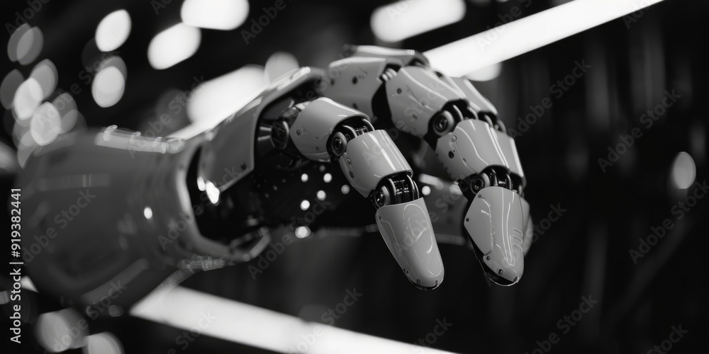 Poster a detailed view of a robot's mechanical hand