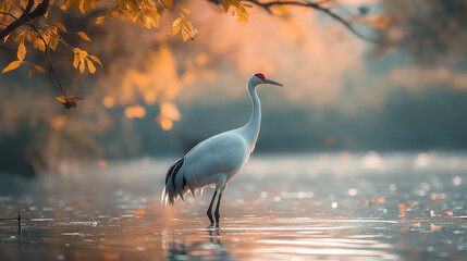 Naklejka premium White-naped Crane