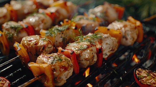 Shish Kabobs on a BBQ Grill