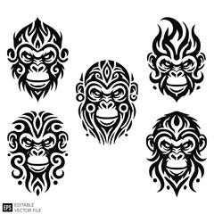 Obraz premium ape head Clip Art Black and White Illustrations Graphic Design Elements Vector Silhouette