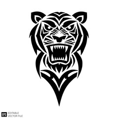 tribal tiger tattoo head Clip Art Black and White  Illustrations Graphic Design Elements Vector Silhouette