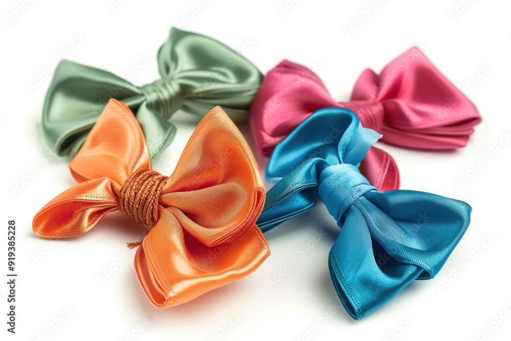 Poster A cluster of colorful bows photographed in a studio setting