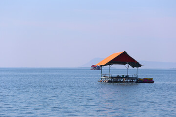 Tourist rafts of resort operations made for tourists who want to go rafting and admire nature.