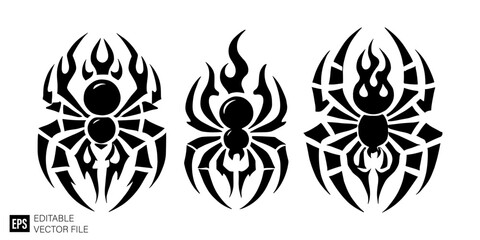set of spider Clip Art Black and White  Illustrations Graphic Design Elements Vector Silhouette