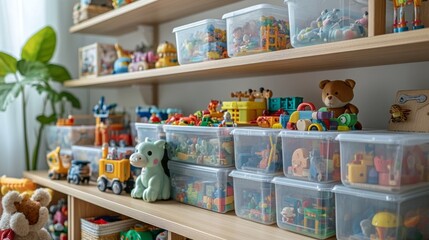 plastic containers with various children's toys