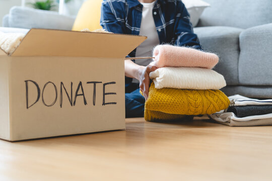 Close up Boxes of stuff preparing to donate to charity