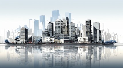 Fototapeta premium Cityscape with Reflection in Water