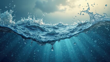 Captivating Oceanic Panorama - Crashing Waves and Swirling Spray in a Dramatic Seascape