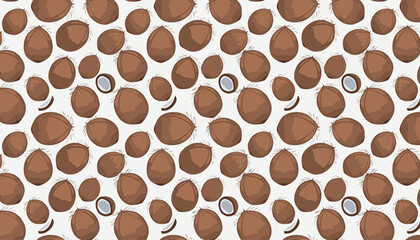 Seamless pattern with coconuts on a white background.