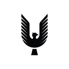 letter U and eagle flying logo design