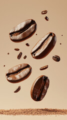 Fototapeta premium Chicchi di caffè che cadono.