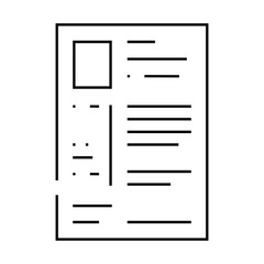 resume paper document line icon vector. resume paper document sign. isolated contour symbol black illustration