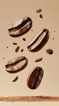 Chicchi di caff&egrave; che cadono.