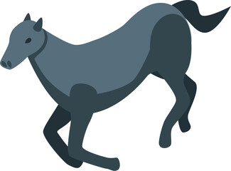This isometric icon features a grey horse running fast, perfect for projects related to wildlife, nature, and animals