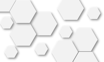 Background with white and grey hexagonal lines, Abstract 3d hexagonal background with shadow. Abstract hexagonal concept technology, banner and wallpaper background.