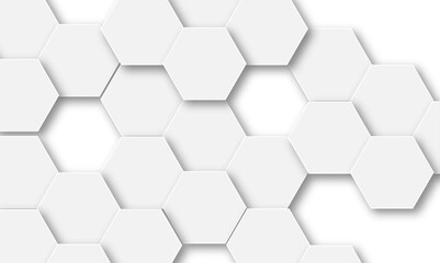 Luxury white and grey hexagonal abstract background with shadow. Geometric 3d texture illustration. Abstract hexagonal concept technology, banner and wallpaper background.