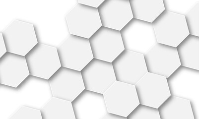 Luxury white and grey hexagonal abstract background with shadow. Geometric 3d texture illustration. Abstract hexagonal concept technology, banner and wallpaper background.