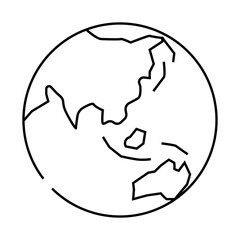 asia earth planet map line icon vector. asia earth planet map sign. isolated contour symbol black illustration