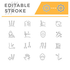 Set line icons of acupuncture