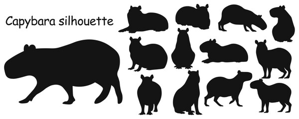 Сapybara silhouette set. Vector illustration