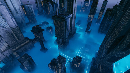 Futuristic sci-fi city at night © Steamaze