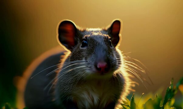 Close-up of a Praying Rat in a Serene Natural Setting