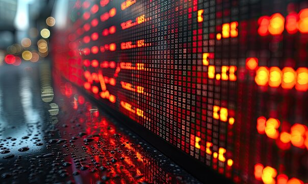 negative correlation between stock prices,interest rates in a scatter plot depicting macroeconomic impact concept stock prices interest rates macroeconomic impact scatter plot.