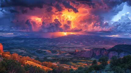 Lightning Storm Over Mountains