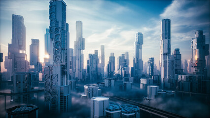 Futuristic sci fi city. High-tech city of the future