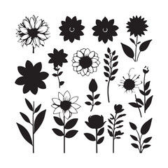Flower silhouette with white background